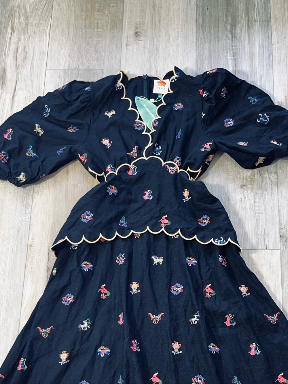 NWT Farm Rio Zodiac Cross Stitch Cut Out Dress Size Medium - Picture 5 of 10